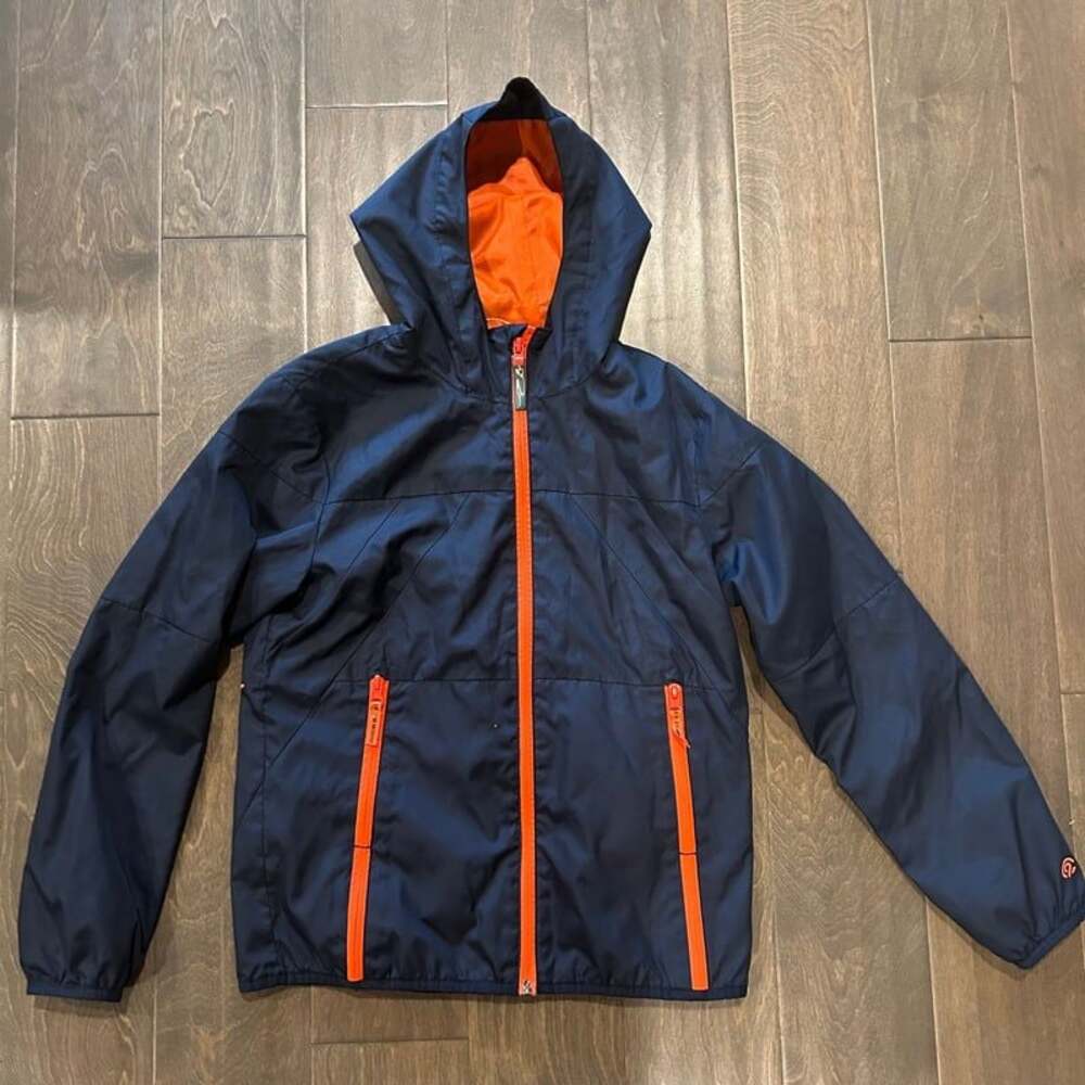 Champion Boys‎ Rain Jacket- Blue Hooded Full Zip, Size M